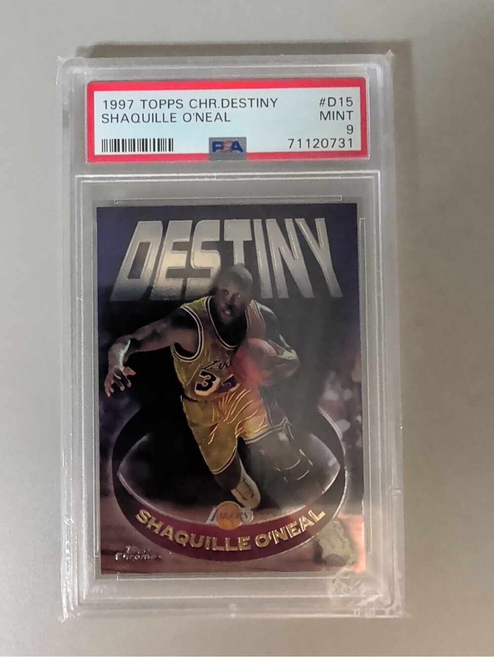 1997 Topps Chrome Destiny Shaquille O'Neal Basketball Card PSA Mint 9 #D15